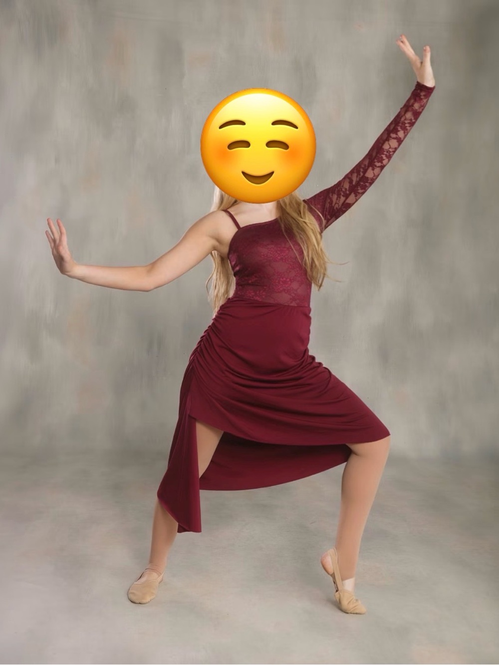 Weissman Burgundy Lace One-Shoulder Dance Costume Adult Small